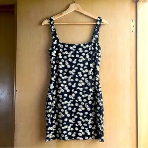Reformation Bodycon Mini Dressing Sunflower Print, stretchy fabric